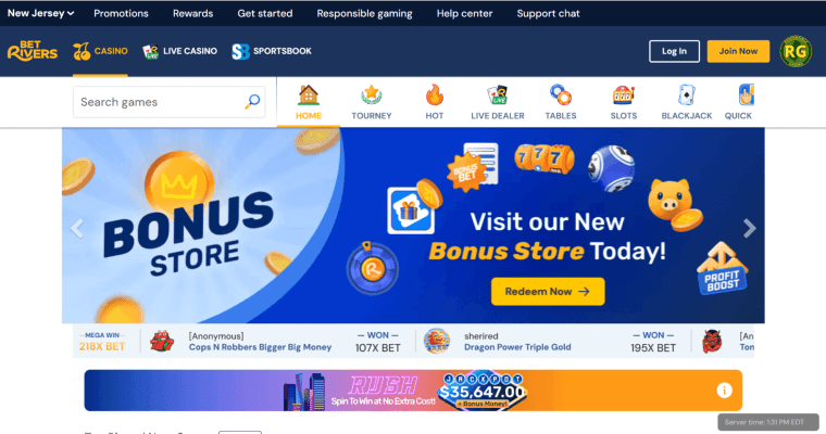 BetRivers Casino homepage