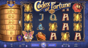 Screenshot of Codex of Fortune, an online slot with a high RTP.