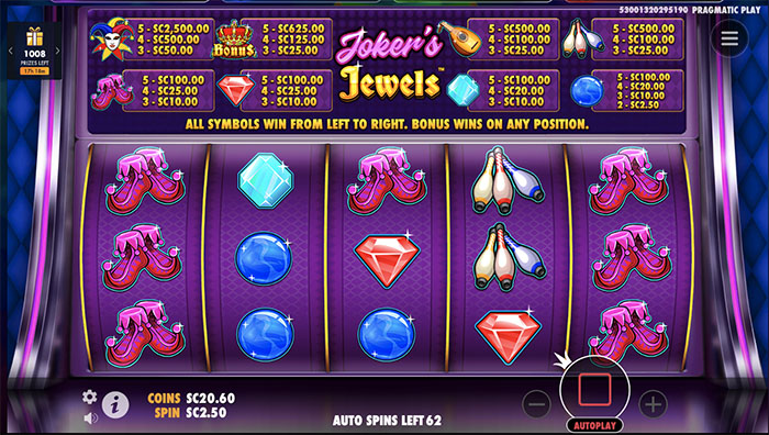 Joker's Jewels Slot Gameplay Screenshot