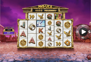 Screenshot of Medusa Megaways, an online slot with a high RTP.