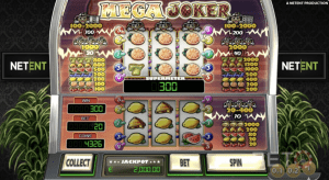 Screenshot of Mega Joker, an online slot with a high RTP.