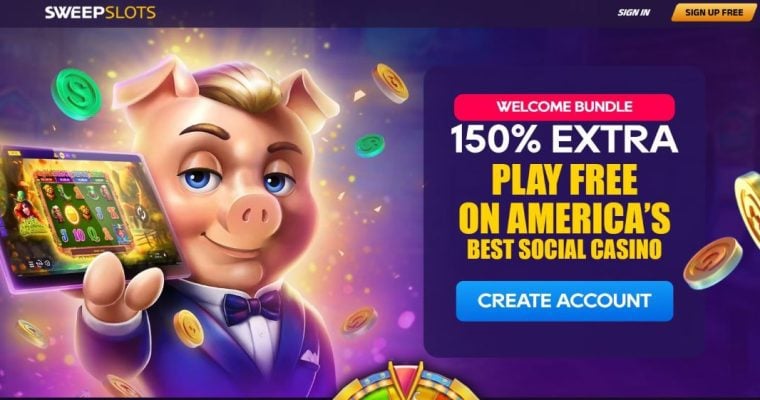 Sweepslots Social Casino Landing Page