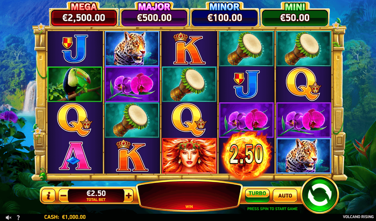 Volcano Rising Slot Landing Visuals and Presentation