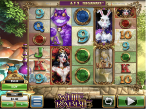 Screenshot of White Rabbit Megaways, an online slot with a high RTP.