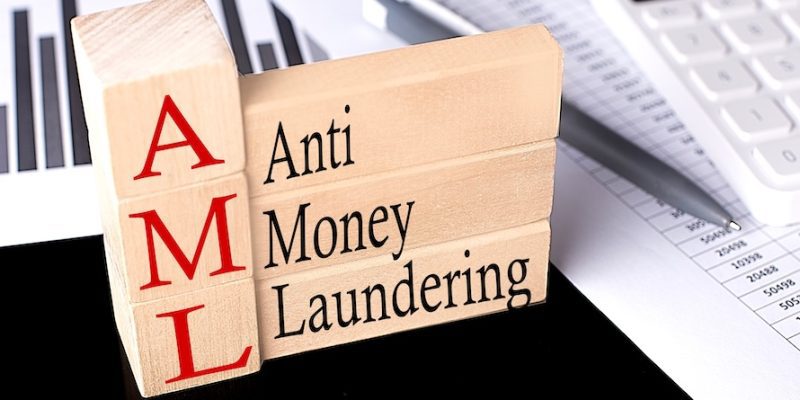 anti money laundering printed on blocks