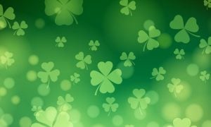 a background of falling shamrocks