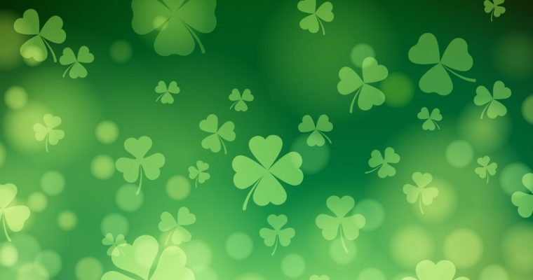 a background of falling shamrocks