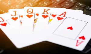 playing cards on keyboard