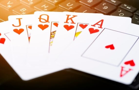playing cards on keyboard