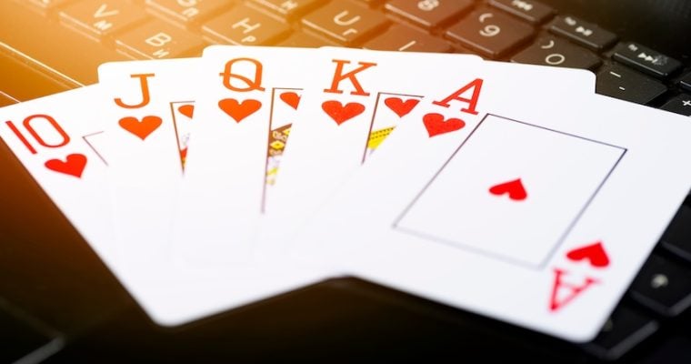playing cards on keyboard