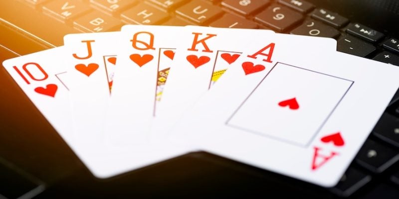 playing cards on keyboard