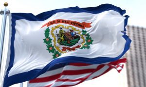 west virginia flag blowing