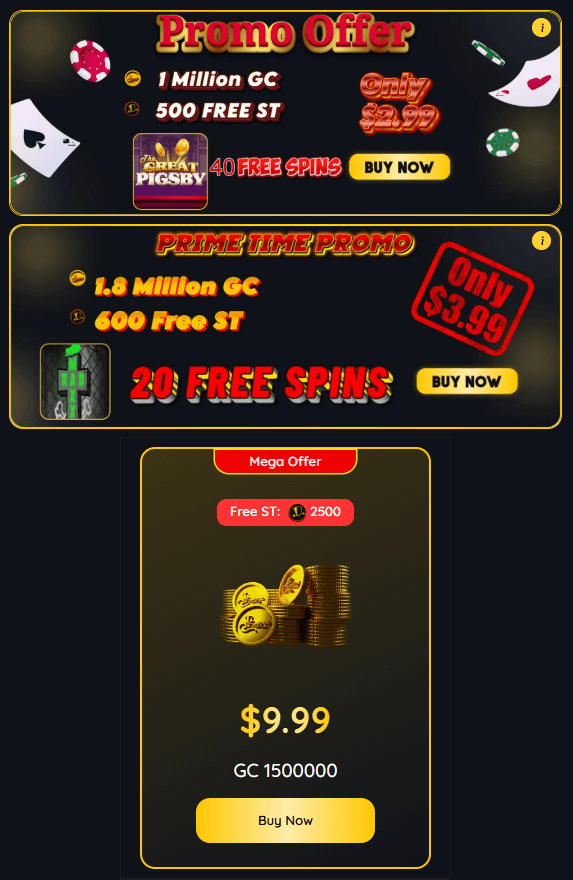 Scrooge Casino free coins offers