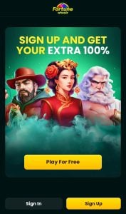 Fortune Wheelz Casino sign-up page on mobile