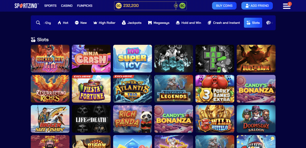 Slots at Sportzino Casino