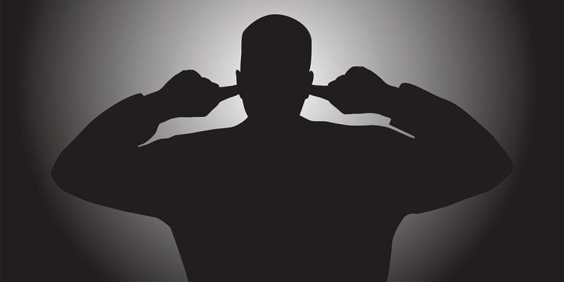 Stubborn refusal to listen fingers in ears