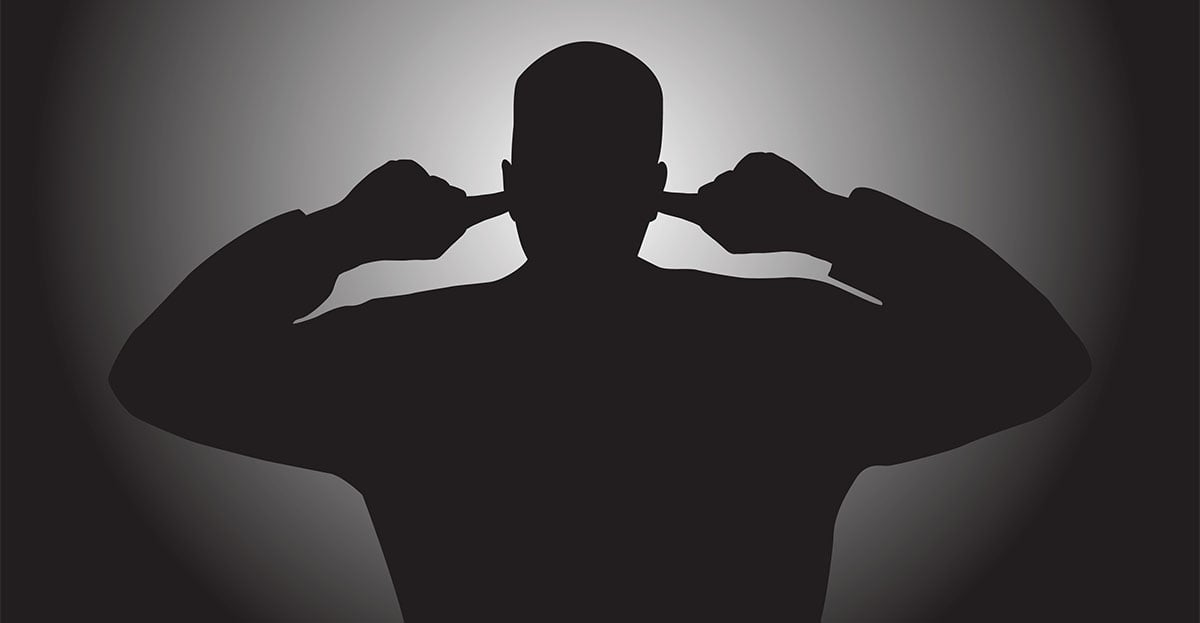Stubborn refusal to listen fingers in ears