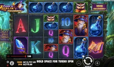 Screenshot of Power of Merlin online slot.