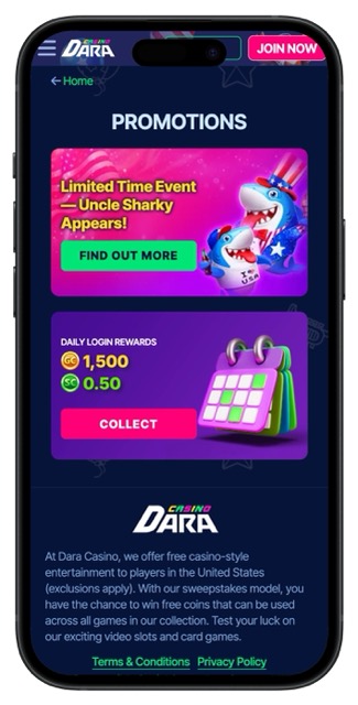 Dara Casino promotions page