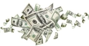 A picture of dollar bills representing the potential for huge jackpots on progressive slots