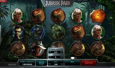Screenshot of the Jurassic Park slot game for a post about the best slots to play that are based on movies and TV shows