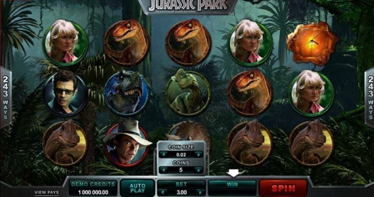 Screenshot of the Jurassic Park slot game for a post about the best slots to play that are based on movies and TV shows