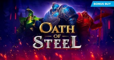 Logo for Oath of Steel, an online slot from Evoplay