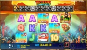 Screenshot of the bonus round in Big Bass Floats my Boat, an online slot from Pragmatic Play