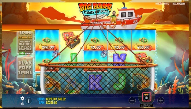 Screenshot of the fishing net feature on Big Bass Floats my Boat, an online slot from Pragmatic Play