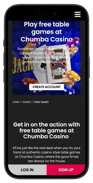Chumba casino table games