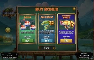 Screenshot of the bonus buy feature of Fish Tales Double Catch by Booming Games