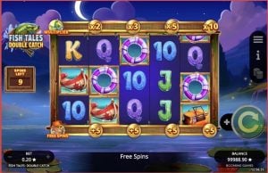 Screenshot of the bonus round of Fish Tales Double Catch by Booming Games