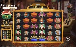 Screenshot showing the multiplier feature during the bonus round of Friends "The One with the Multidrop"