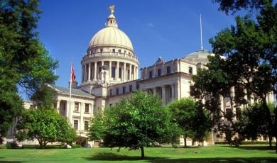 Illinois State Capital Building On Sunny Day in Springfield