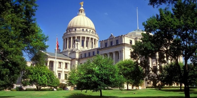 Illinois State Capital Building On Sunny Day in Springfield