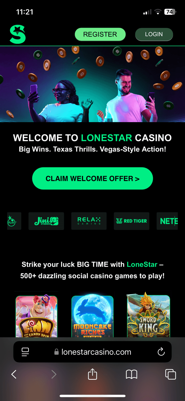 LoneStar Casino sign-up screen on mobile