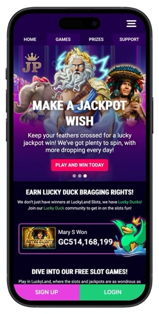 LuckyLand Slots Casino homepage