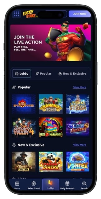LuckyStake Casino homepage
