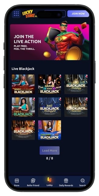 LuckyStake Casino live blackjack