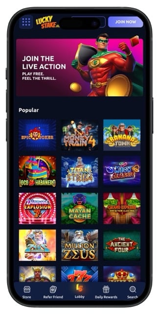 LuckyStake Casino popular games