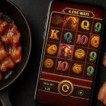 Cell Phone With Online Slot Game Center & Bacon In Skillet and Three Bacon Strips Surrounding