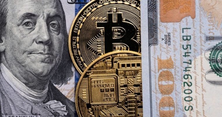 Benjamin Franklin Cash With Bitcoin & Crypto Currency On Top