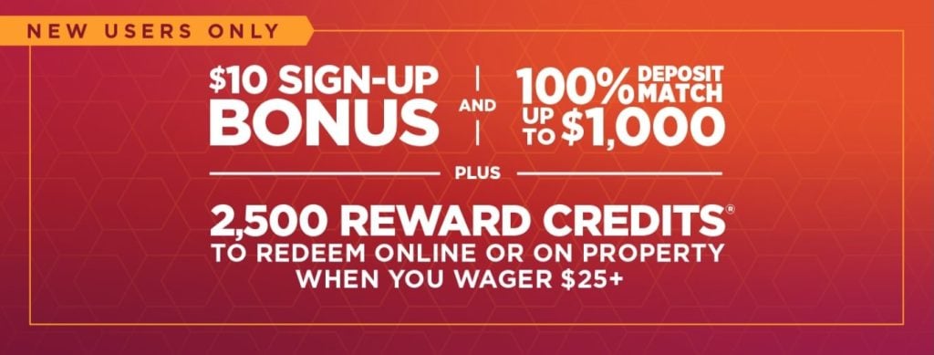 Caesars Palace online casino $1,000 deposit match bonus