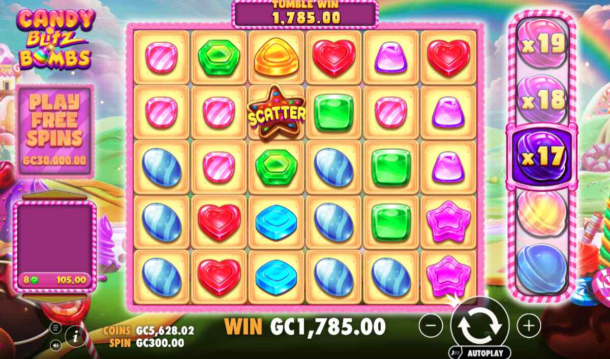 Exploding multipliers on the Candy Blitz Bombs slot game