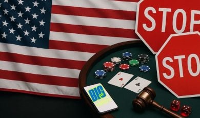 Casino Gaming Table With Mobile Phone Displaying BigWin Sweeps