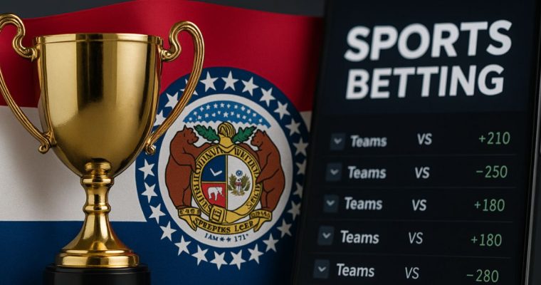 ChatGPT Generated Image Missouri Flag With Golden Award & Mobile Phone Says Sports Betting