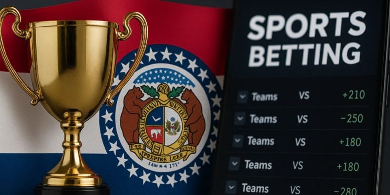 ChatGPT Generated Image Missouri Flag With Golden Award & Mobile Phone Says Sports Betting