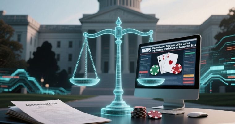 MA Capitol Building Backdrop to Digital Scale & Desktop computer with online casino game displayed