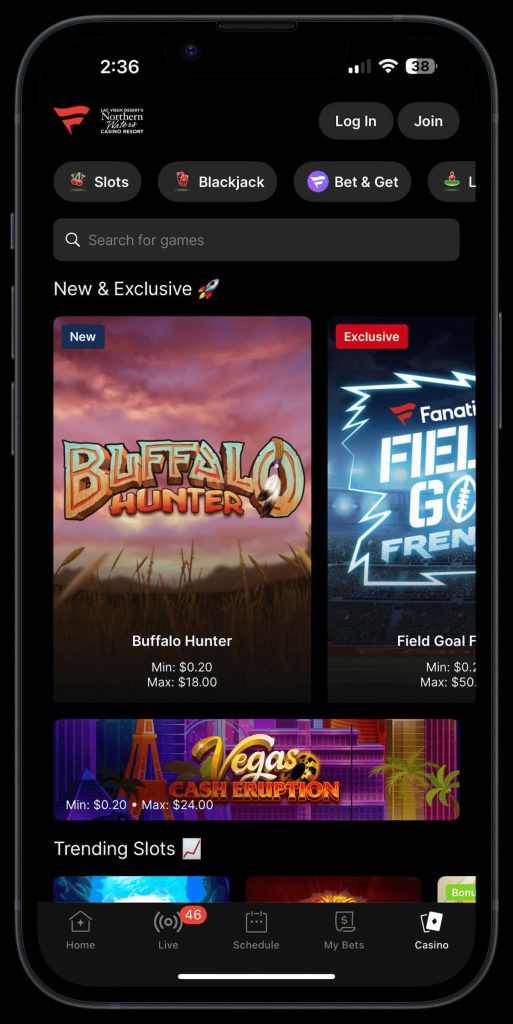 Fanatics Casino portrait on iphone