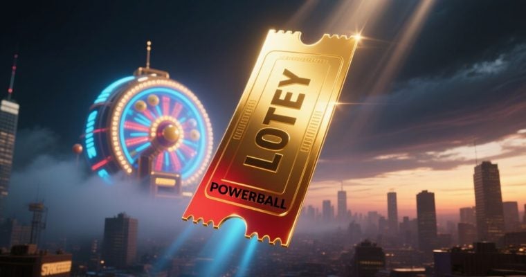 Golden Lotey Powerball Ticket Soars In the City Skyline